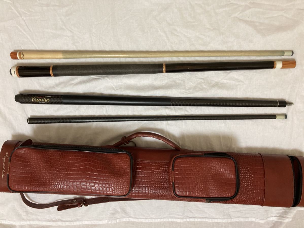 ビリヤ-ドキュー2本Musashi&Cuetec ケースBalabushea革張り キュー
