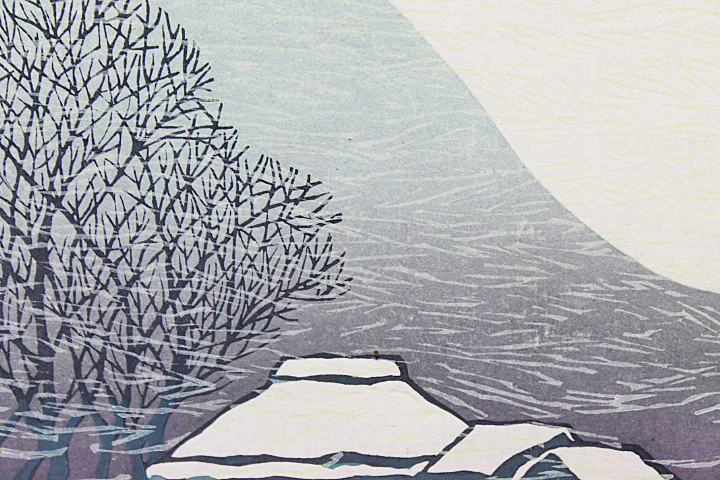 牧野宗則 真作 1981年木版画「雪山遊光」画寸36×49cm - メルカリ ☆一