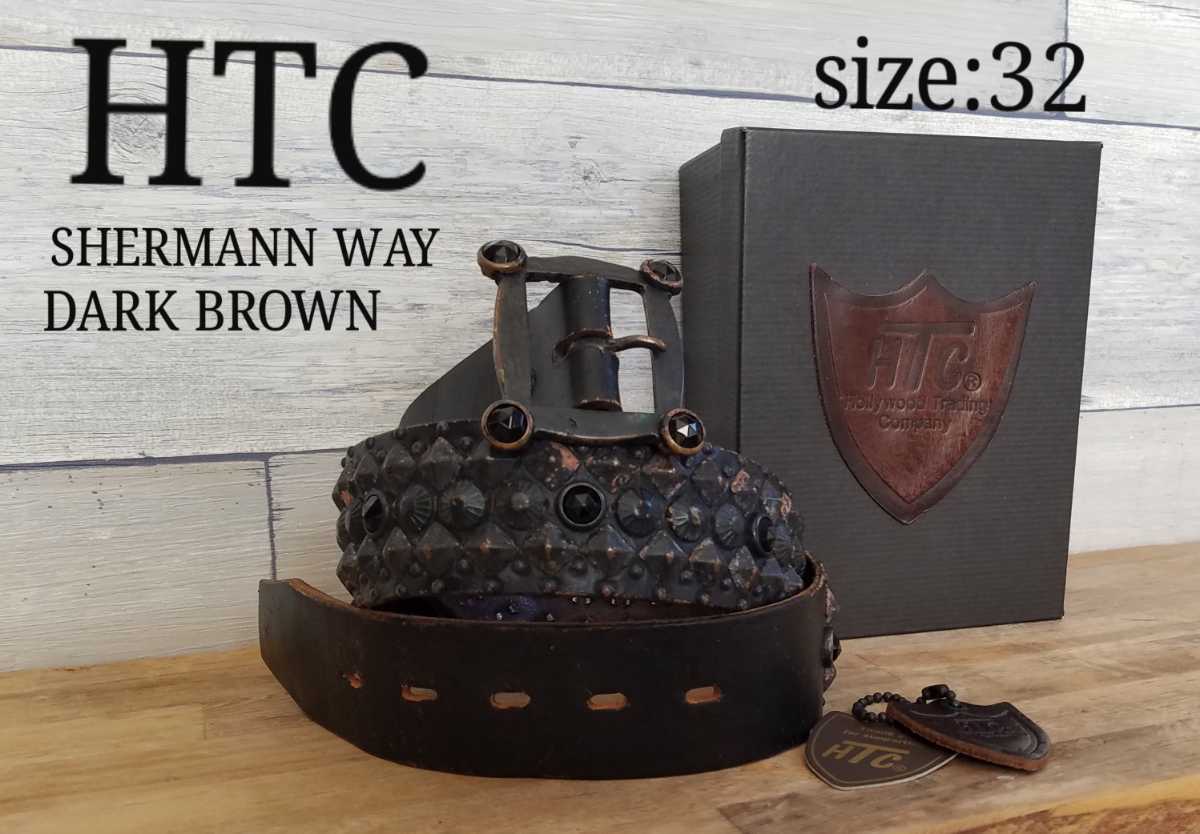 HTC 渋谷panty別注 SHERMANN WAY DARK BROWN スタッズベルト ダーク 