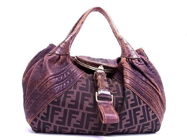 FENDI フェンディ ズッカ柄 スパイバッグ トートバッグ レザー ブラウン 中古・古着通販】FENDI (フェンディ) ズッカ柄スパイバッグ ブラウン