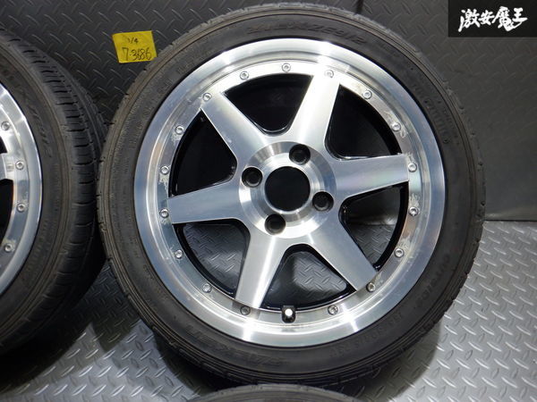 ○社外 15インチ 5J +45 PCD100 4H 4穴 ハブ径約73mm タイヤ