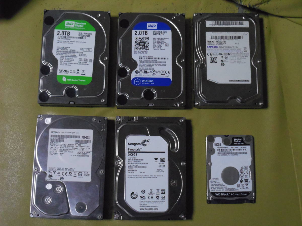 WD 2TB HDD 2台とSeagate 1TB HDD 2TBセット】WD＋Seagate製 1TB HDD×