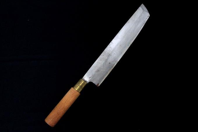 並品｜無銘 鱧切包丁 尺 霞 口金付 朴小判型柄 λA1567-