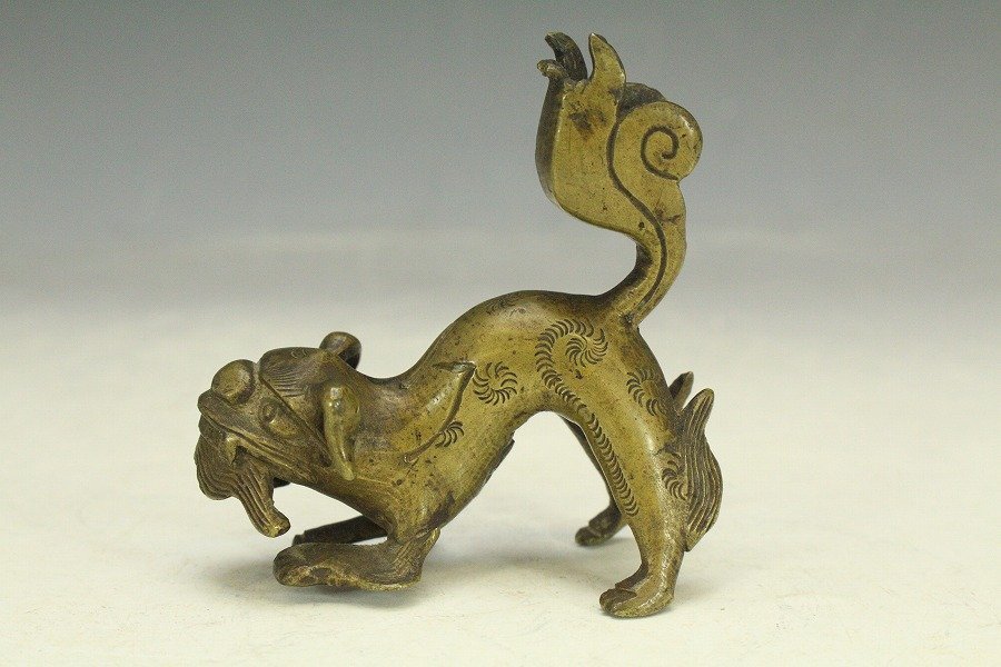 古銅　獅子　置物　銅置物　銅器 銀閣】古銅 獅子 置物 高8.5cm 旧家蔵出(UM736) 銅製 | 高岡銅器 魔を