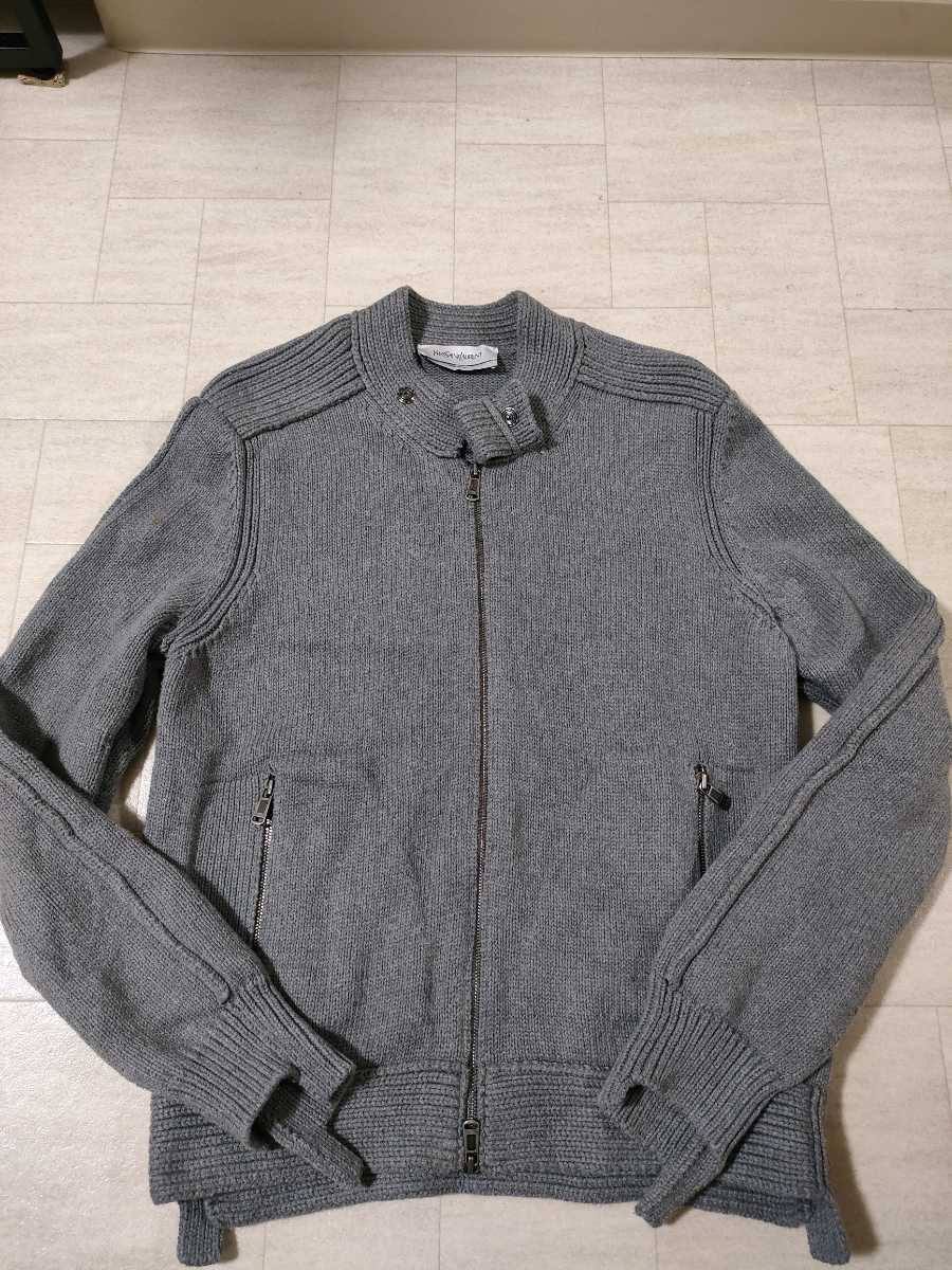 赤字超特価，SALE サイズ：L イタリア製 国内正規品 Yves Saint Laurent イヴサンローラン ニットライダース ブルゾン ジャケット(ジャンパー、ブルゾン)｜売買されたオークション情報、yahooの商品情報をアーカイ 男性用