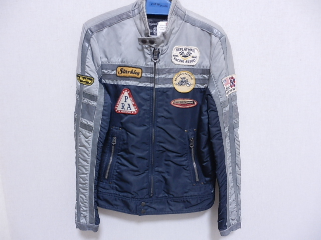 送料込み　定価６９０００円　REPLAY　リプレイ　　サイズS　大きめ？　タグ付き未使用品　　ユーズド加工品　　グレー・ネイビー系