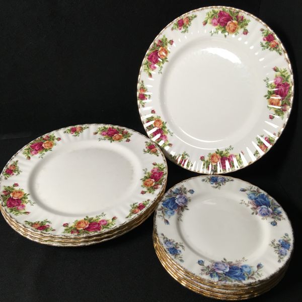10A ROYAL ALBERT Moonlight Rose 小皿 Old Country Roses 大皿 9枚 まとめ セット【商品説明必読】ロイヤルアルバート 食器 洋食器 1000~