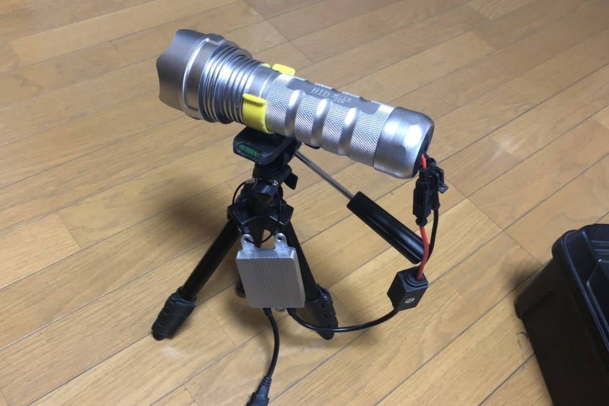 HID 懐中電灯 灯火採集セット 100W+35Wバラスト三脚 ケース 中品  