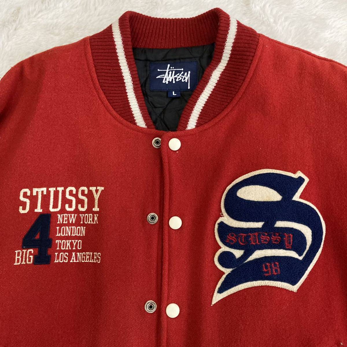 OLD STUSSY BIG4 stussy “BIG 4” Varsity Jacket old スタジャン - 90s 