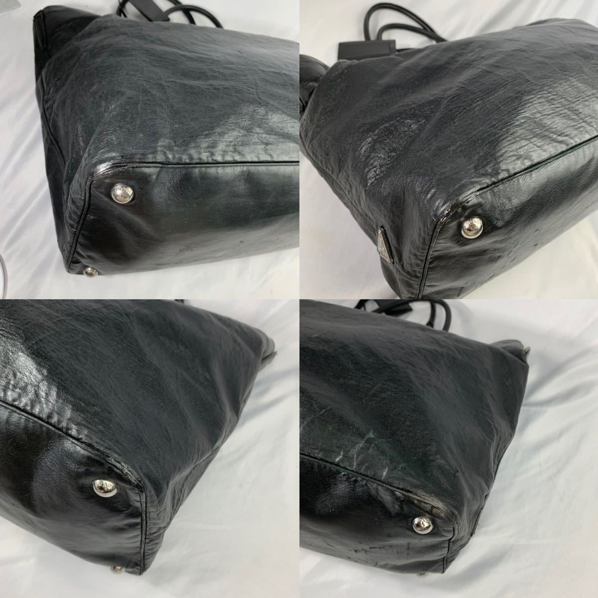 1円 美品 大型 ビジネスバッグ A4収納可 三角ロゴプレート 白タグ PRADA