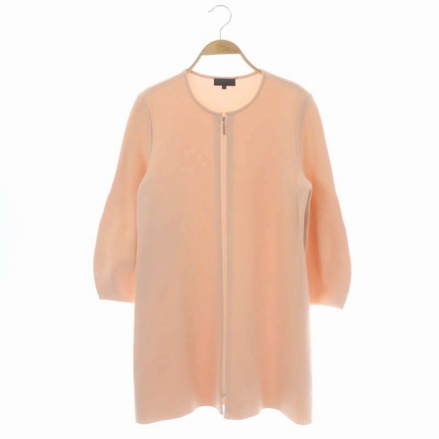 トゥービーシック TO BE CHIC ジップアップ ニットコート スプリングコート ノーカラー ミドル丈 40 ピンク /ES ■OS レディース