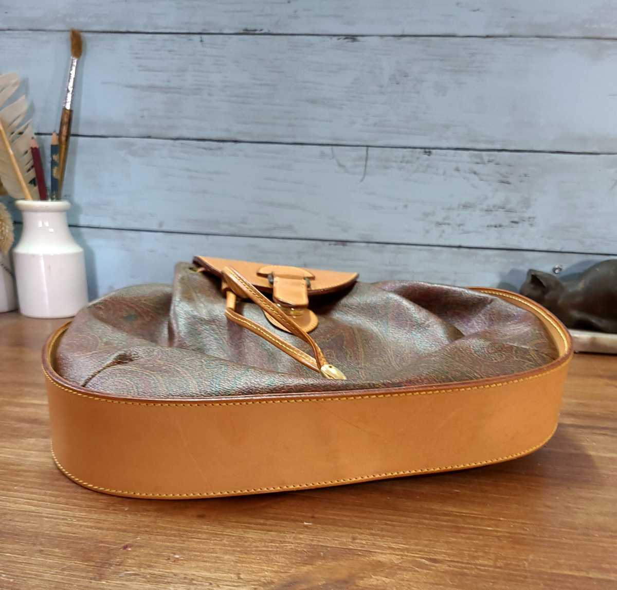 ETRO エトロ ヴィンテージ ショルダーバッグ ペイズリー柄 レザー 