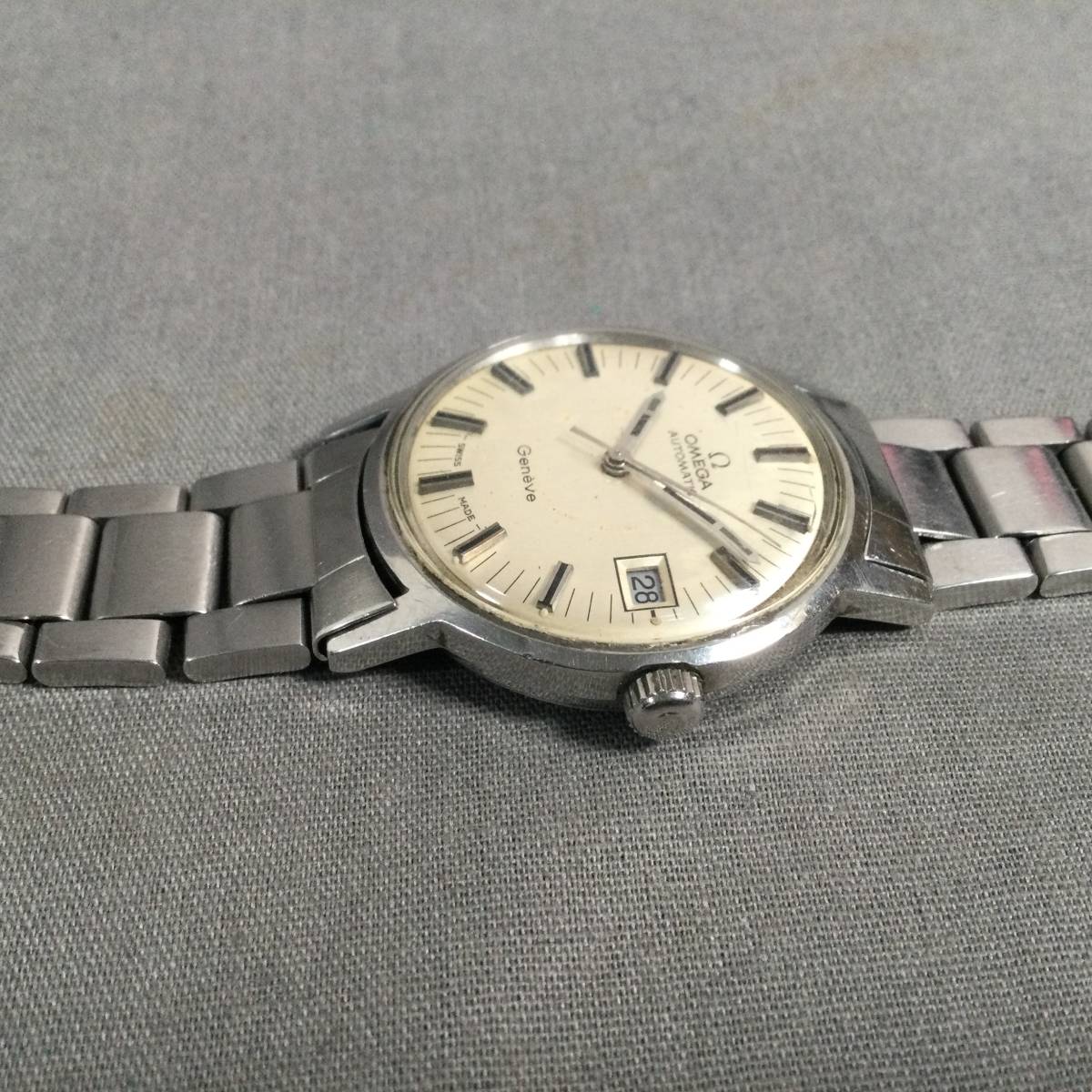 〇 10/14 218120 OMEGA AUTOMATIC Geneve 稼動 自動巻 メンズ 腕時計 