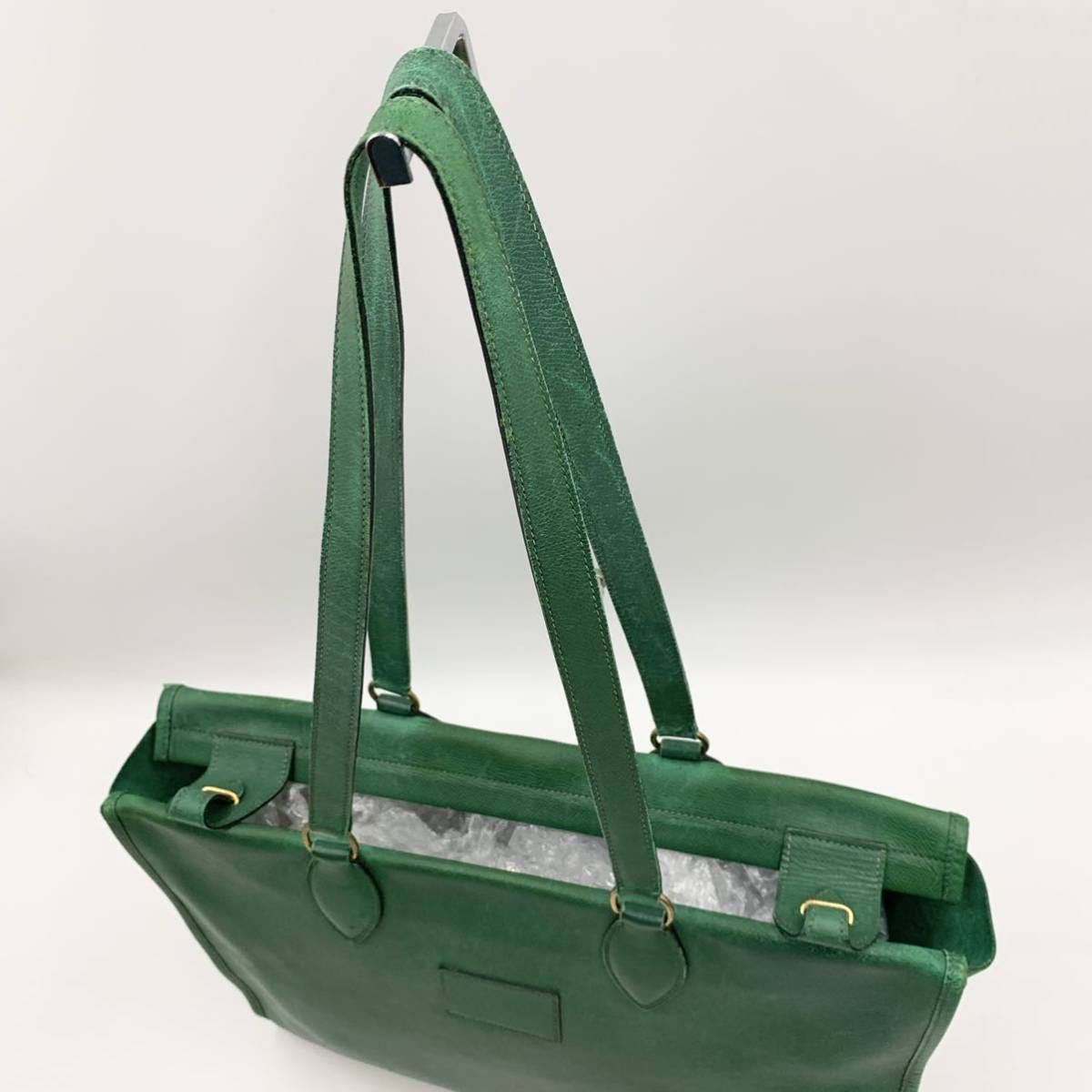 1円 希少 HERMES エルメス カバ 40 トートバッグ グリーン 緑 オール 