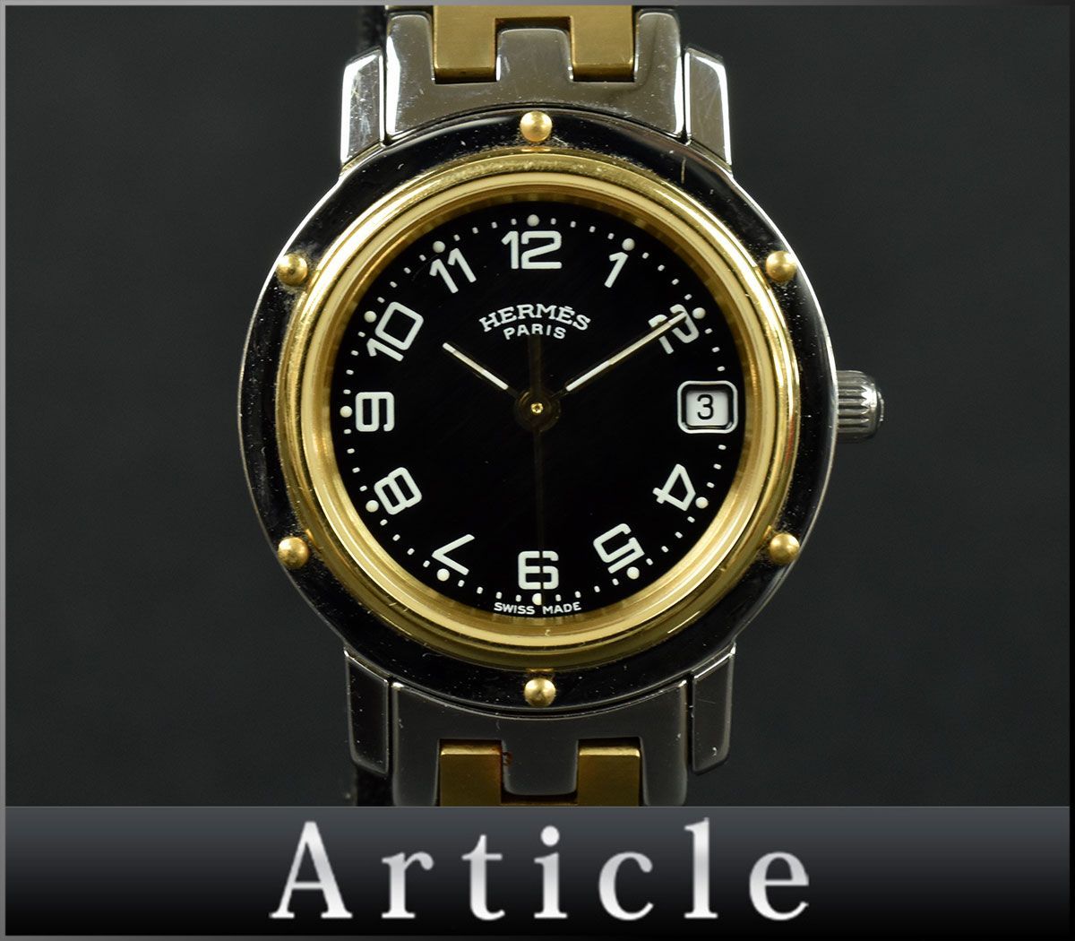 130491□動作確認済 HERMES エルメス クリッパー 腕時計 クォーツ