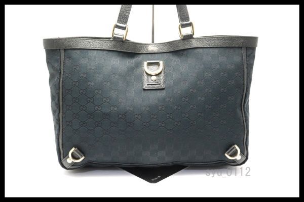 美 GUCCI アビー GGキャンバス×レザー トートバッグ グッチ