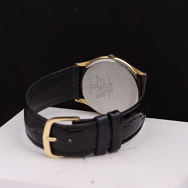 1円 良品 セイコー QZ 8N41-6060 ドルチェ ラウンド アイボリー文字盤