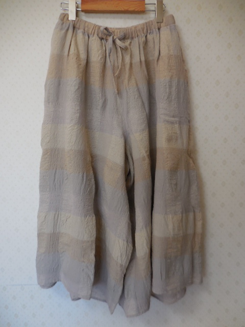 人気完売品☆ 未使用タグ付 TSUHARU bySM2 麻ウールワイドパンツ ベージュ 定価7900円 @8月限定SALE価格