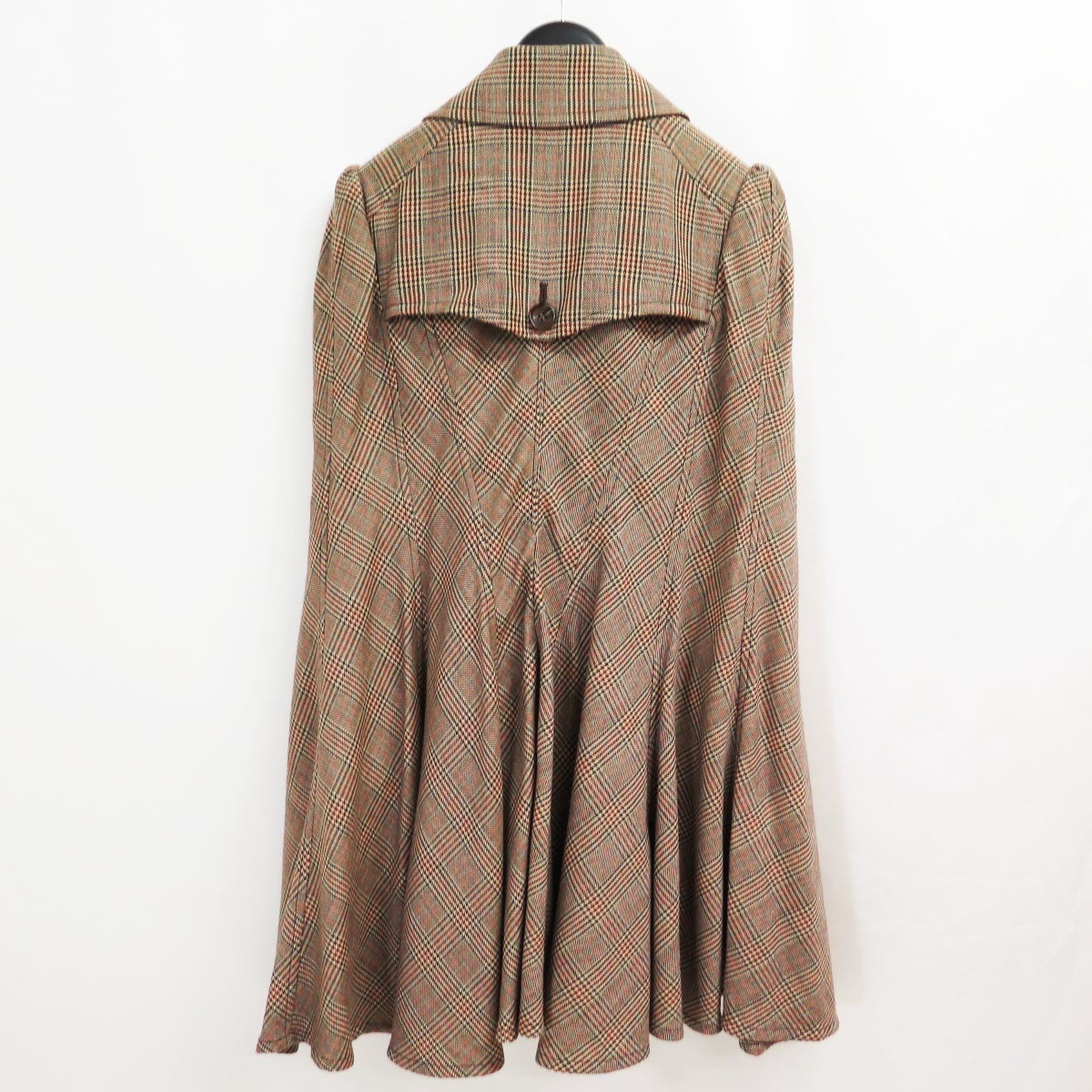 2008 JUNYA WATANABE WOOL PLAID TRENCH CAPE COAT ジュンヤワタナベ ウール チェック グレン チェック トレンチ ケープ ポンチョ コート Watanabe Junya Jacket Image x Down