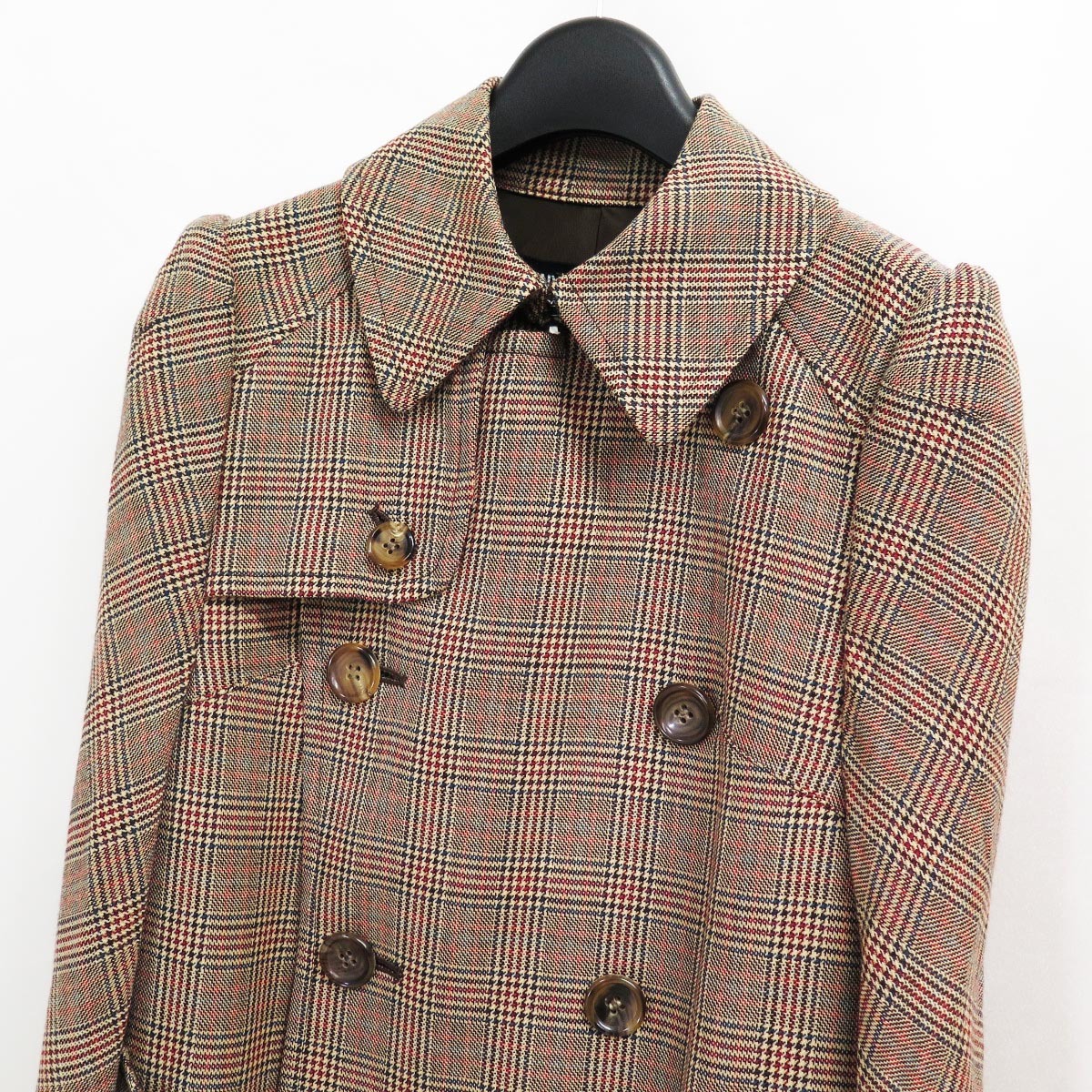 2008 JUNYA WATANABE WOOL PLAID TRENCH CAPE COAT ジュンヤワタナベ ウール チェック グレン チェック トレンチ ケープ ポンチョ コート Watanabe Junya Jacket Image x Down