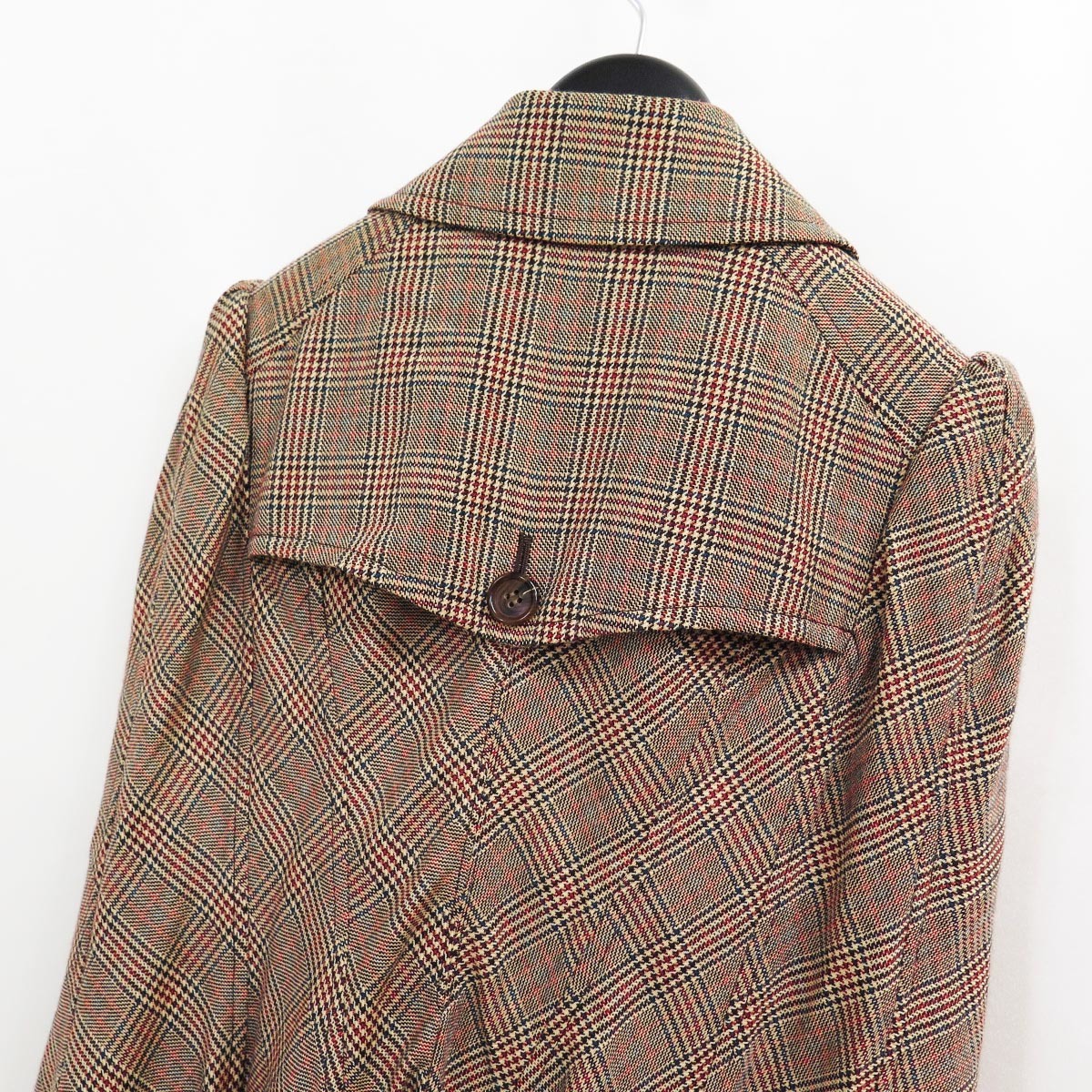 2008 JUNYA WATANABE WOOL PLAID TRENCH CAPE COAT ジュンヤワタナベ ウール チェック グレン チェック トレンチ ケープ ポンチョ コート Watanabe Junya Jacket Image x Down