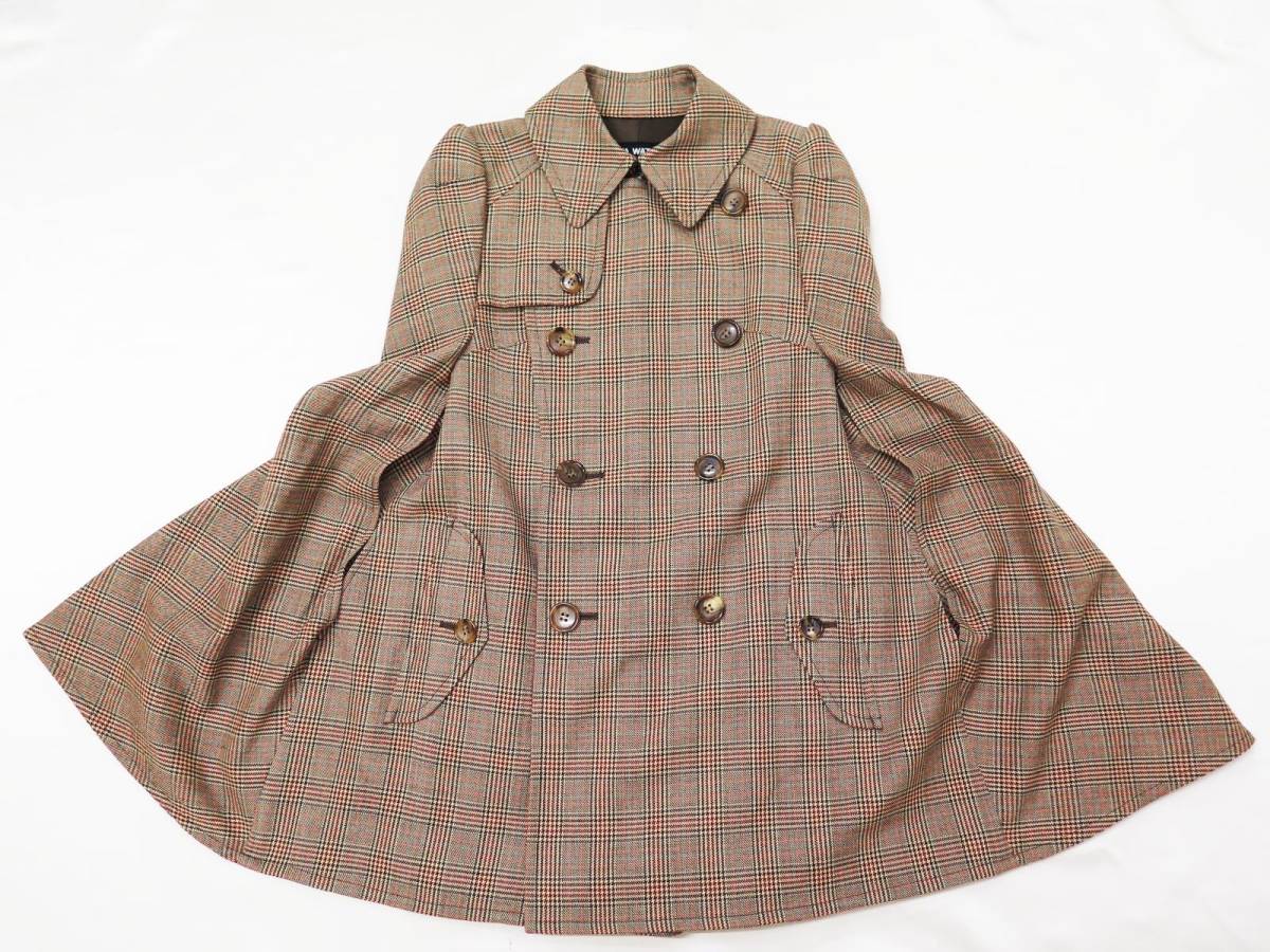 2008 JUNYA WATANABE WOOL PLAID TRENCH CAPE COAT ジュンヤワタナベ ウール チェック グレン チェック トレンチ ケープ ポンチョ コート Watanabe Junya Jacket Image x Down