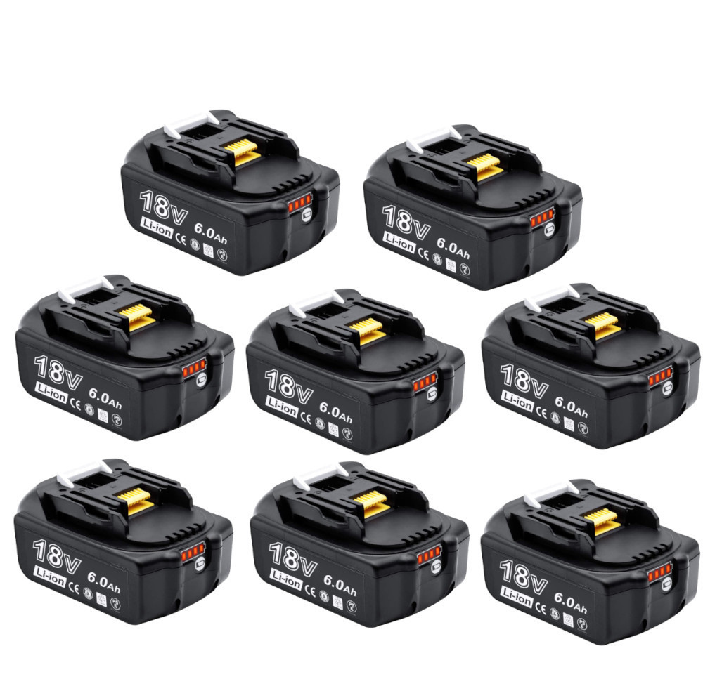マキタ互換バッテリー 18V AP BL1860B(赤) LED残量表示付 8個セット 