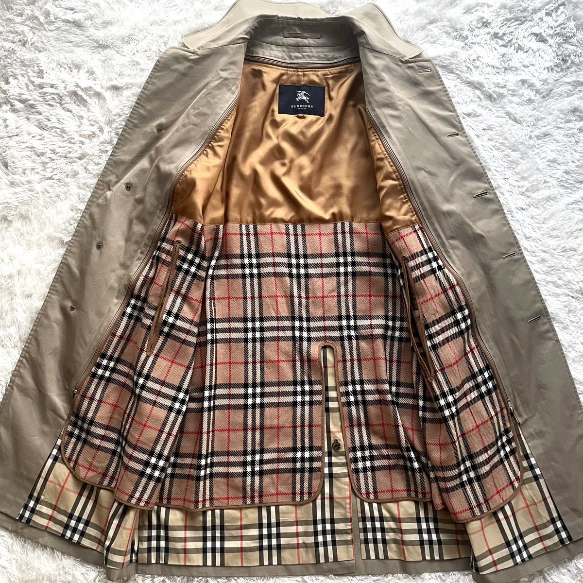 超美品 バーバリー ロンドン コットン100％ 玉虫色 カーキ ライナー