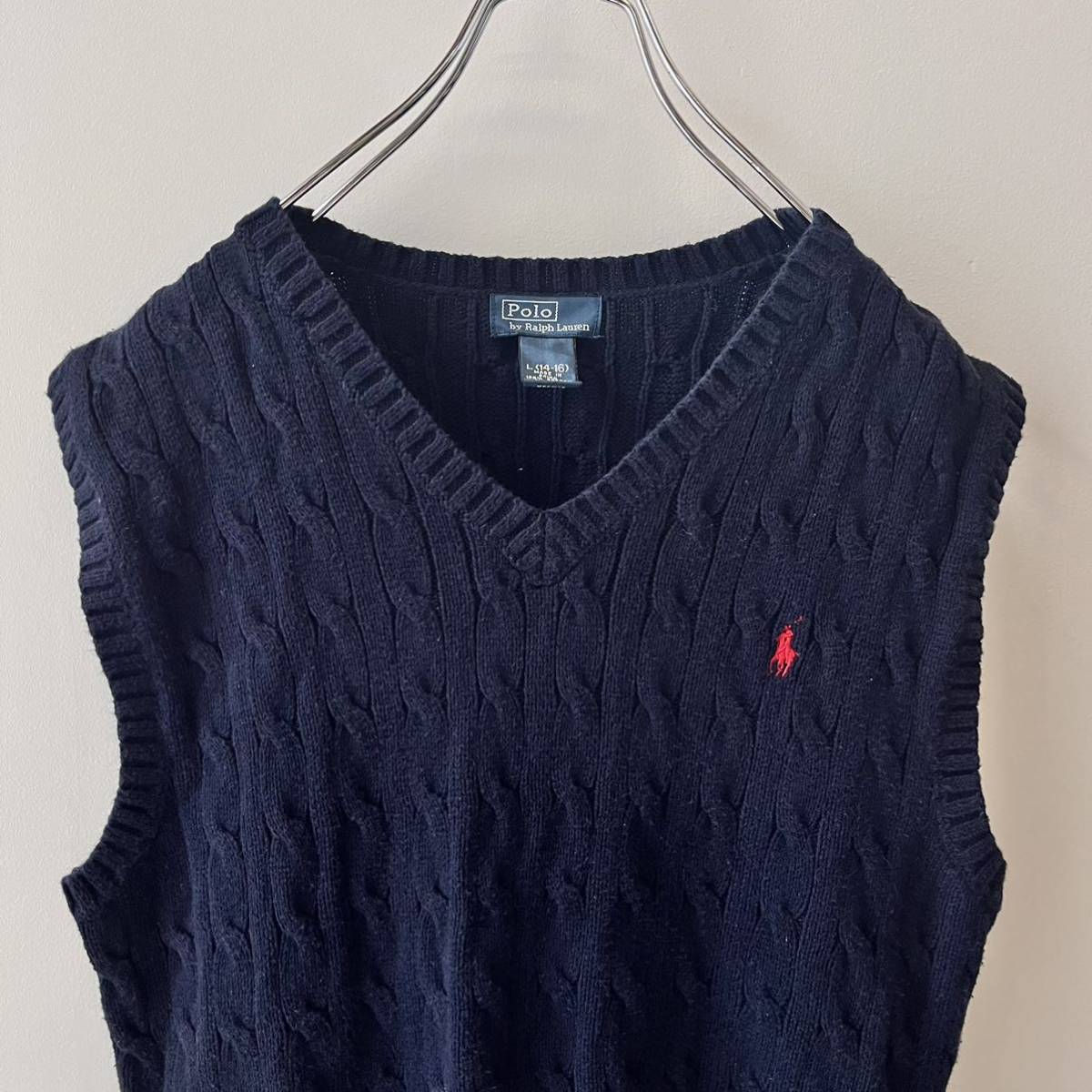 POLO RALPH LAUREN ラルフローレン コットンニット ニットベスト ケーブルニット(ベスト)|売買されたオークション情報 ...