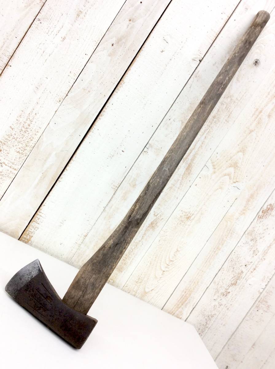 時代物 【 忠秀 】 銘 在銘 特製 土佐斧 刃渡 80mm 全長 883mm 重量