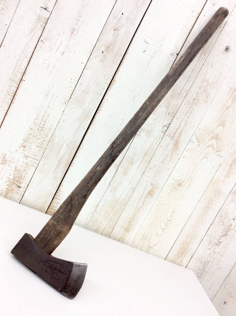 時代物 【 忠秀 】 銘 在銘 特製 土佐斧 刃渡 80mm 全長 883mm 重量