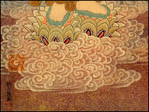 複製】□川崎彰久□仏画「阿弥陀如来像」□掛軸□工芸品□桐箱付き