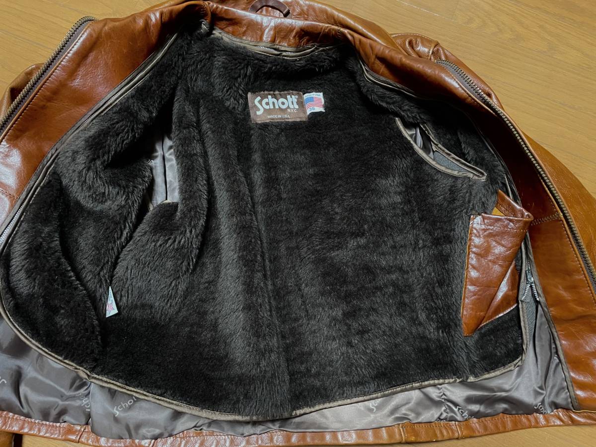 Schott ショット 642VS レザー 襟付き シングル ライダース ライナー付