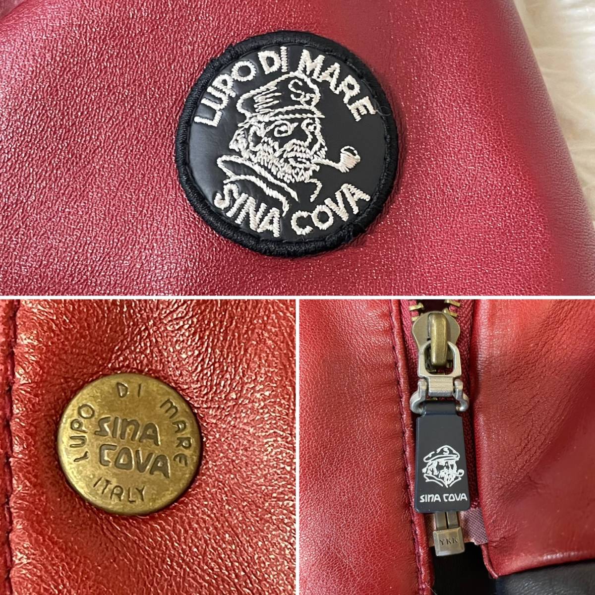 良品SINA COVA シナコバ　レザー　フード　赤　レッド　 L　大きい　羊革 良品SINA COVA シナコバ レザー フード 赤 レッド L 大きい 羊革