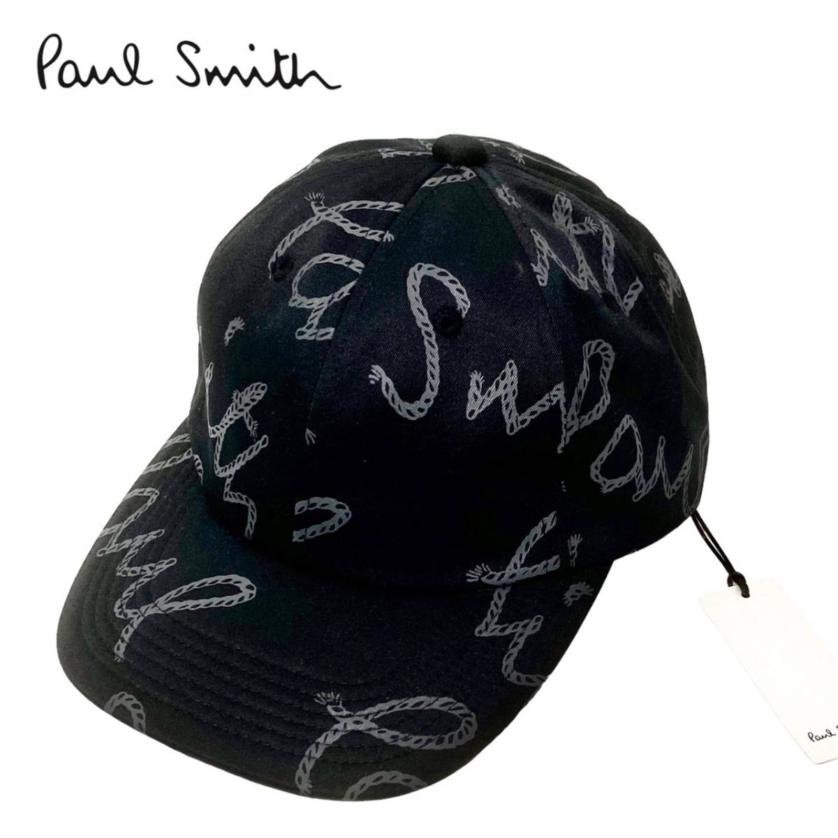 新品タグ付き Paul Smith ロープ ロゴ 総柄 ベースボールキャップ 新品タグ付き ポールスミス ロープ ロゴ 総柄 ベースボールキャップ
