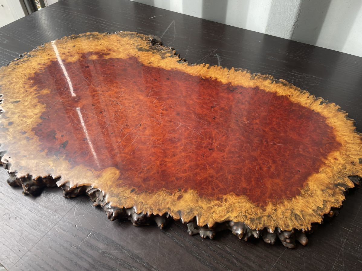 中古品☆花梨 一枚板 瘤 葡萄 杢 唐木敷板 花台 飾台 盆栽台 全長81cm 板厚2cm 花台 葡萄杢 玉杢 盆栽 閑寂堂旧家蔵出時代 敷板&frasl;花台&frasl;香炉台