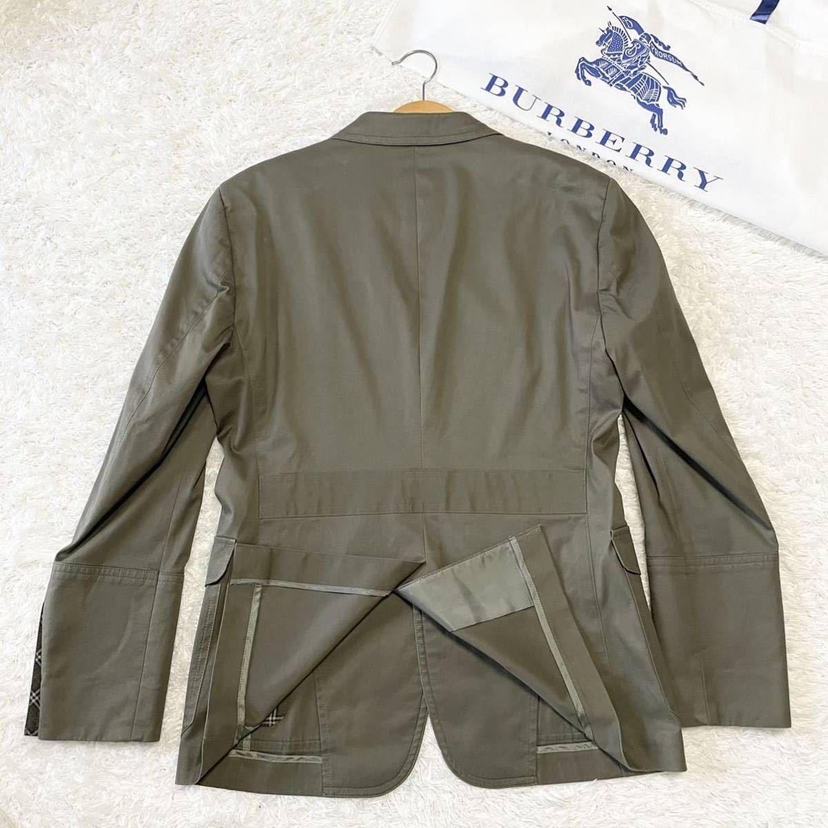 美品 バーバリーブラックレーベル【大人の高級感】金ボタン BURBERRY BLACK LABEL テーラードジャケット 裏地 ノバチェック カーキ BURBERRY BLACK バーバリーブラックレーベル テーラードジャケット 極美品 ミリタリージャケット