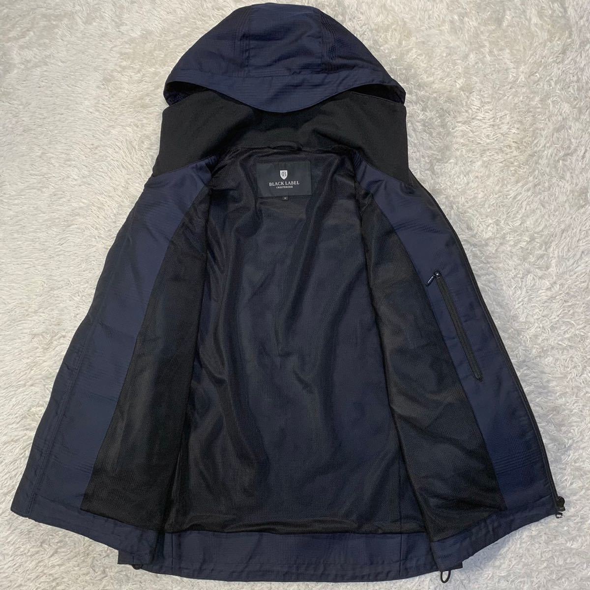 極美品✨ブラックレーベルクレストブリッジ フード付き中綿ニット 