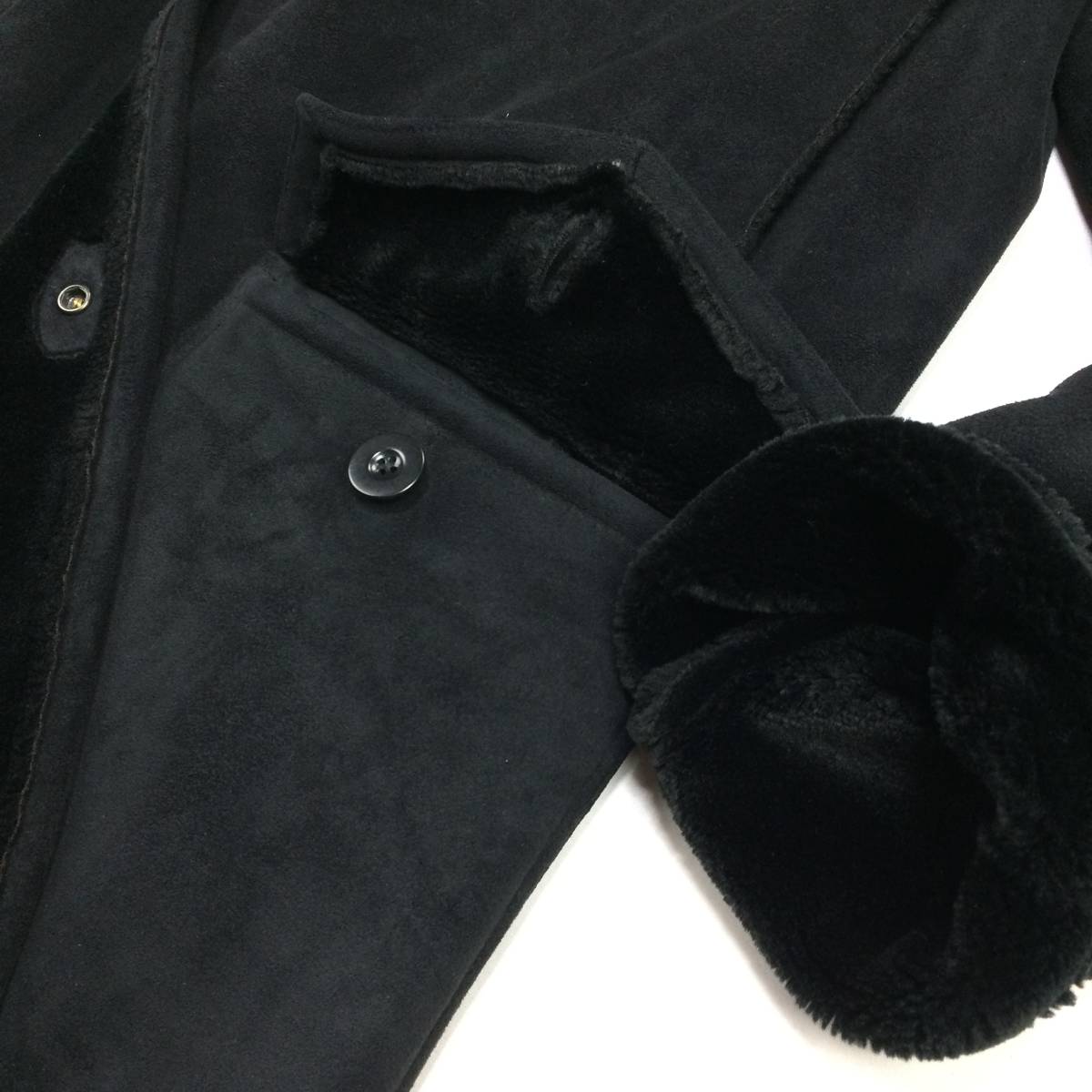 エンポリオ アルマーニ エコムートンボア 総裏 フェイクムートンコート 46 黒 EMPORIO ARMANI/エンポリオ アルマーニ（フェイクムートン/ECOムートン