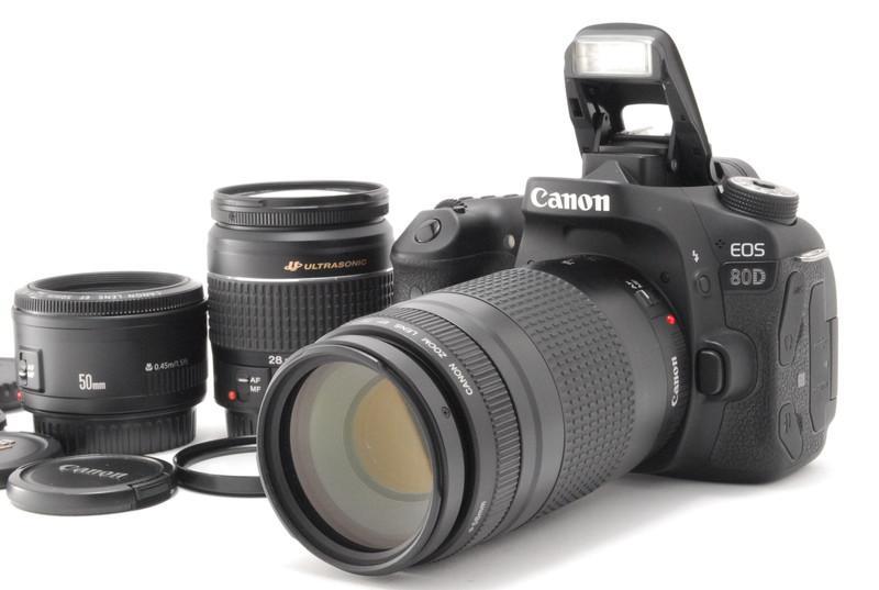 新作入荷，爆買い Canon キヤノン EOS 80D トリプルレンズキット SD32GB付き(キヤノン)｜売買されたオークション情報、yahooの商品情報をアーカイブ公開 - オークファン キヤノン