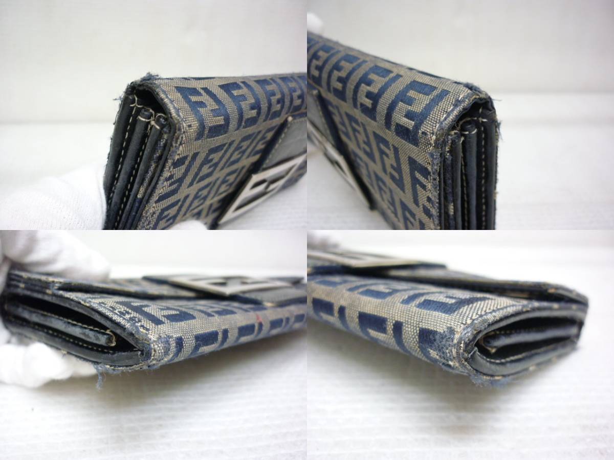 FENDI フェンディ 長財布 ネイビー キャンバス×レザー 2804-31097-018 