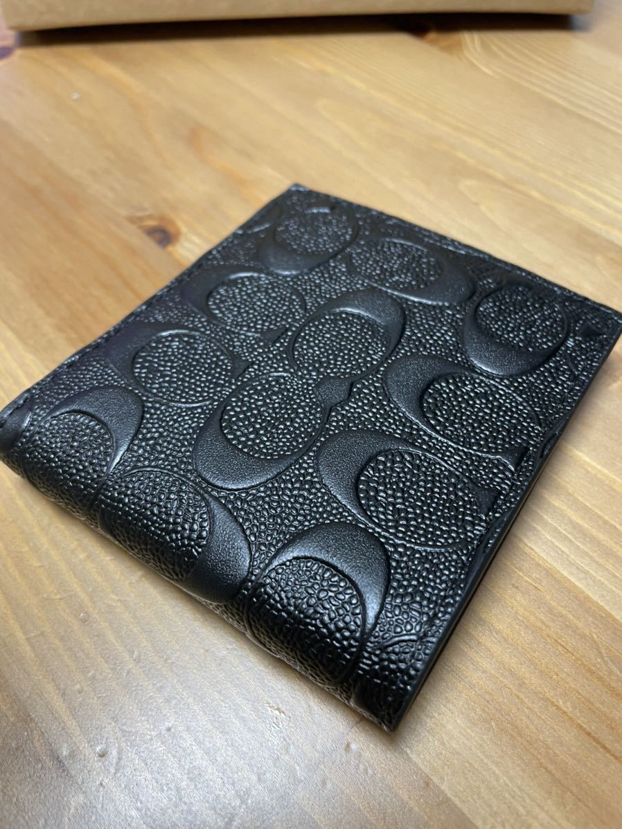 ★1円スタート【新品未使用】コーチ COACH シグネチャー メンズ 二つ折り財布 ブラック