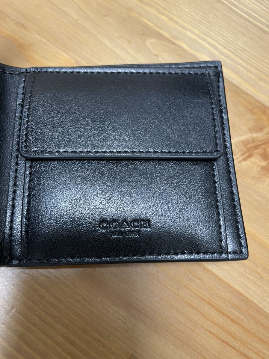 ★1円スタート【新品未使用】コーチ COACH シグネチャー メンズ 二つ折り財布 ブラック