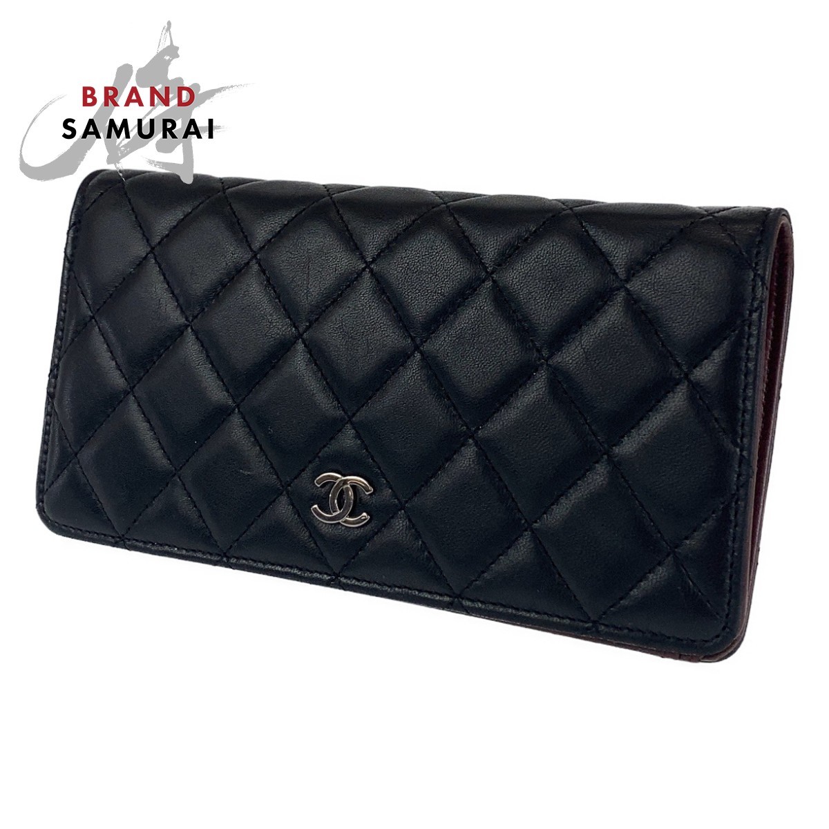 CHANELシャネル マトラッセ ココマーク ブラック ラムスキン 長財布 二つ折り レディース 306192