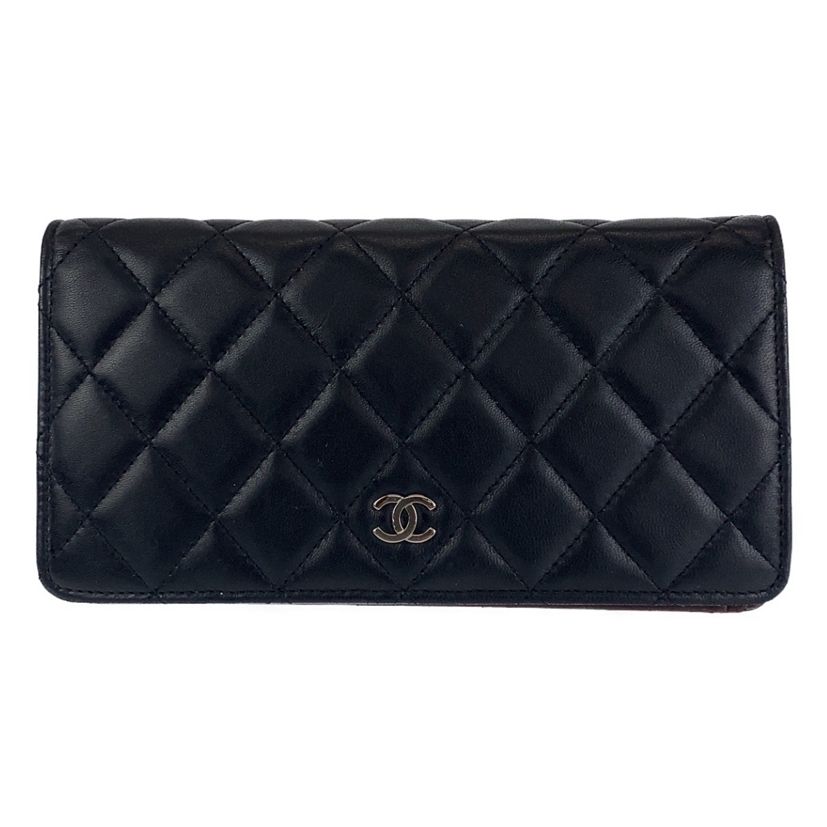 CHANELシャネル マトラッセ ココマーク ブラック ラムスキン 長財布 二