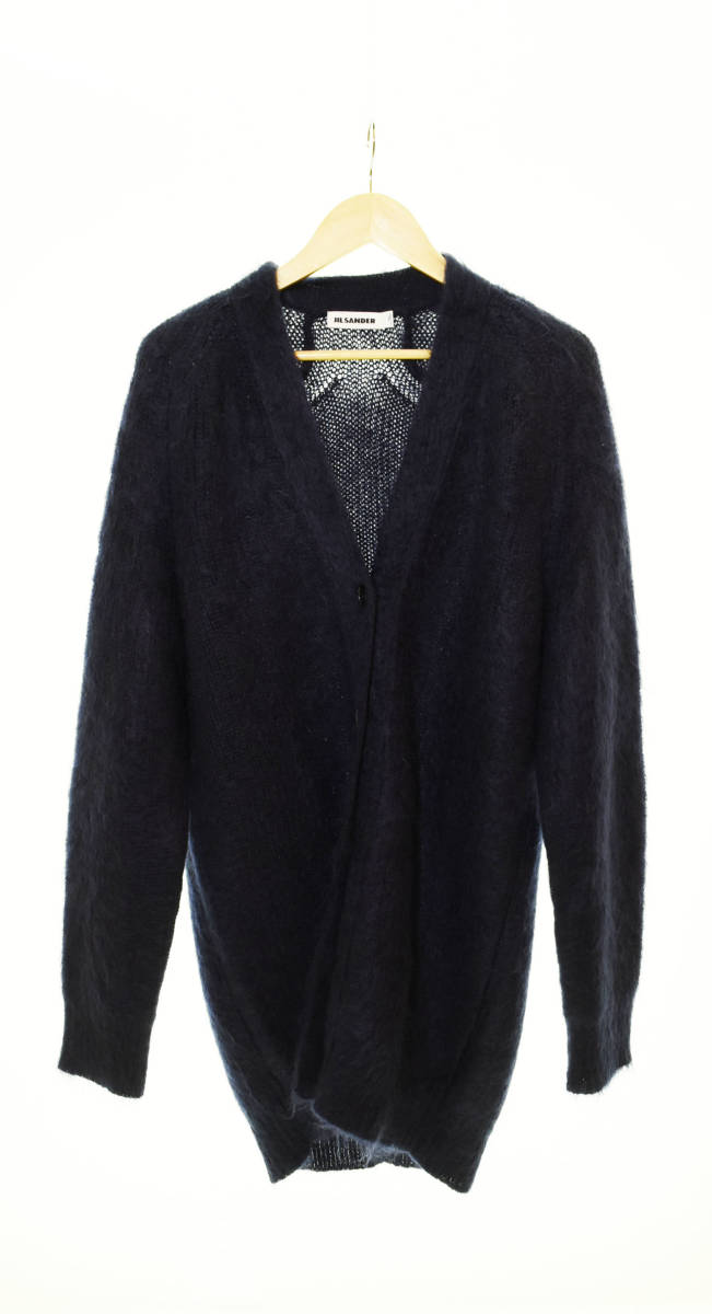 ◯ JIL SANDER ジルサンダー 18AW Wool Silk Knit カーディガン RN104642 CA3476 sizeM ネイビー 103