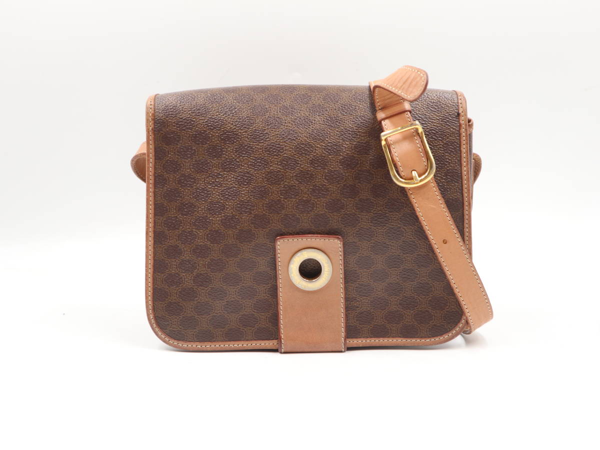 ☆CELINE セリーヌ ショルダーバッグ マカダム柄 サークルロゴ 斜め 