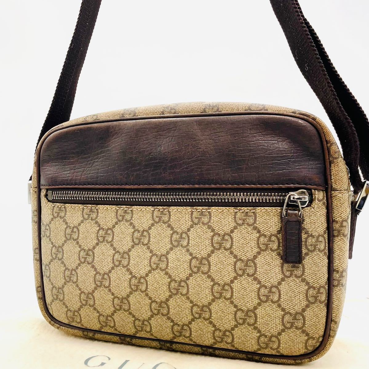 1円《美品》 GUCCI ショルダーバッグ ボックス型 GG柄 PVCレザー 