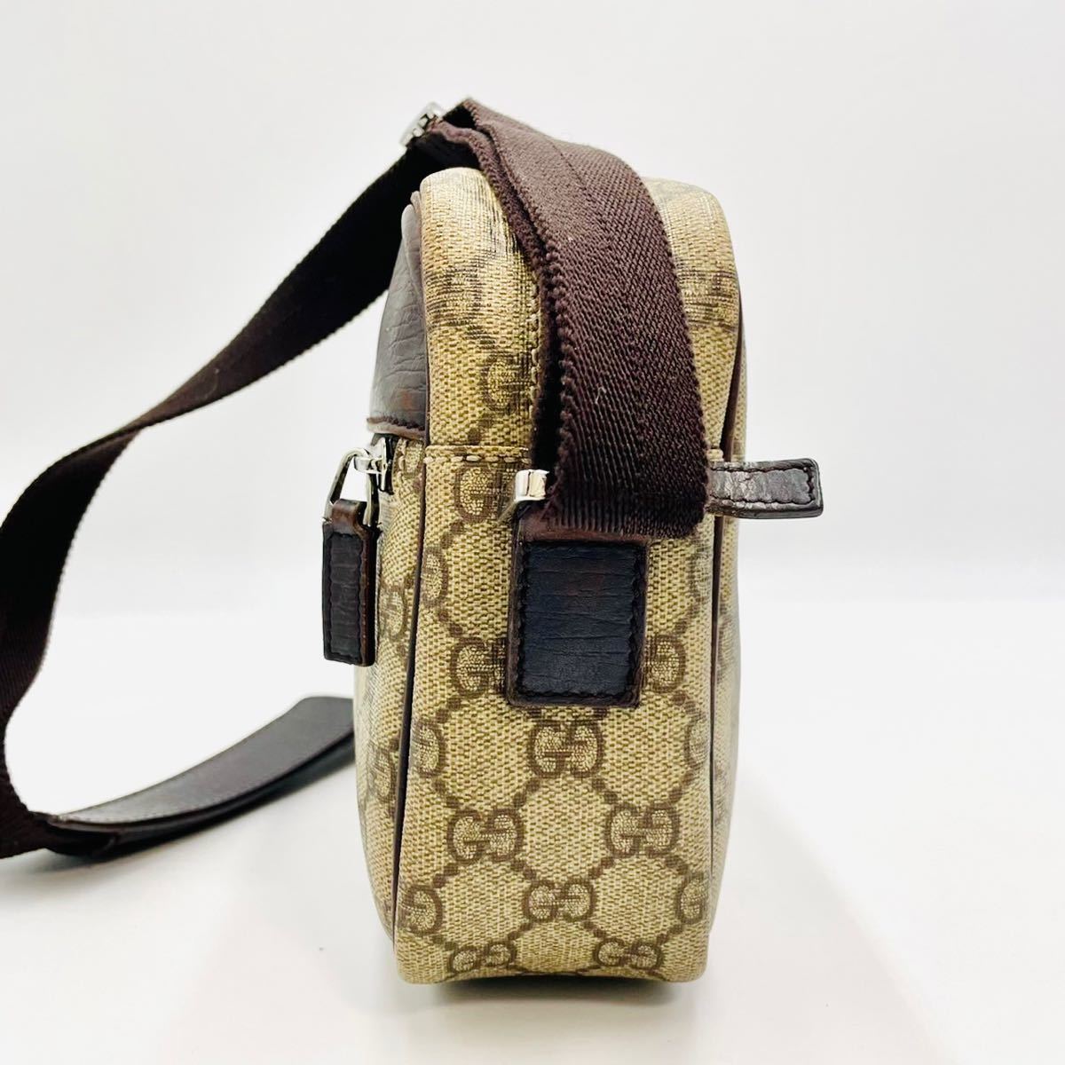 1円《美品》 GUCCI ショルダーバッグ ボックス型 GG柄 PVCレザー 