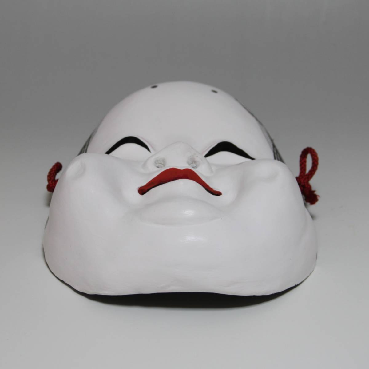 彩] おかめ面 お多福 「福を招く笑顔」 タテ約：20.5cm 乾漆？ 商売
